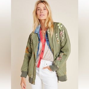Anthropologie bomber embroidered jacket. Size XS